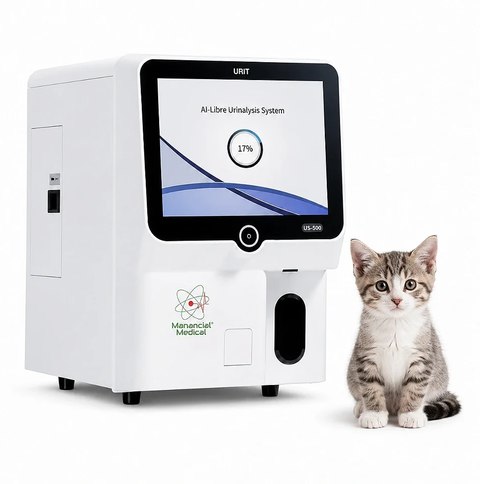 Analisador URIT US-500 em contexto de aplicação veterinária